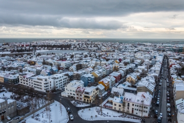 La vue sur Rekjavik depuis le sommet de l’église Hallgrímskirkja
